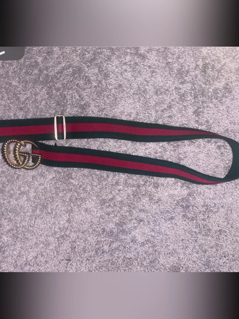 Gucci Green and Red Web Stripe Belt with Gold Double-G Buckle